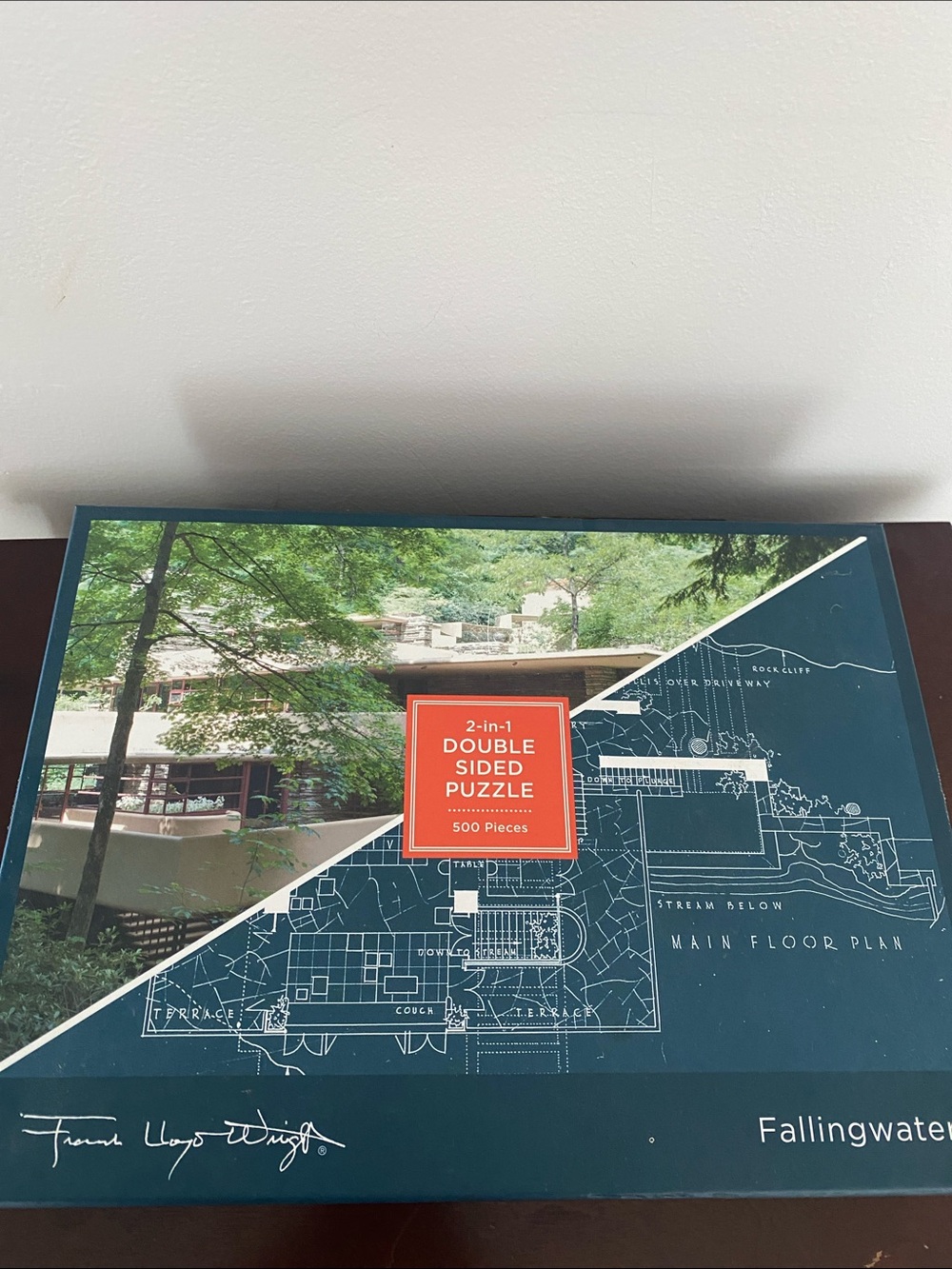 Frank Lloyd Wright Fallingwater 2-in-1 Puzzle - Blue & Green